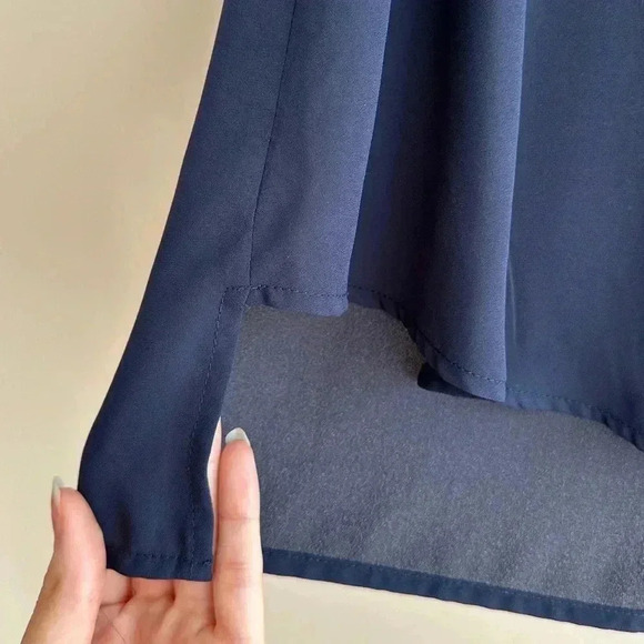 Elodie Navy Blue Swing Tank Top, Sheer Flowy Blouse, Size Small - Picture 5 of 16